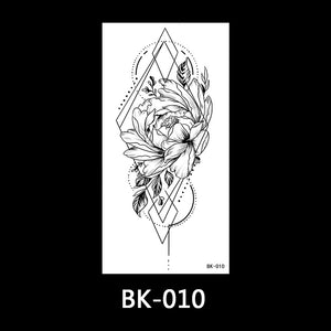 Black and white sketch flower tattoo stickers