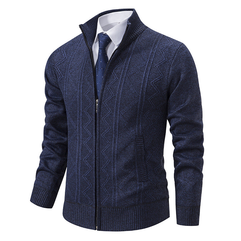 Men Woolen Sweater Men's Cardigan Coat Stand Collar