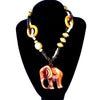 Fashion Retro Artistic Accessories All-match Wooden Long Necklace Elephant Pendant Men And Women Jewelry Hanging