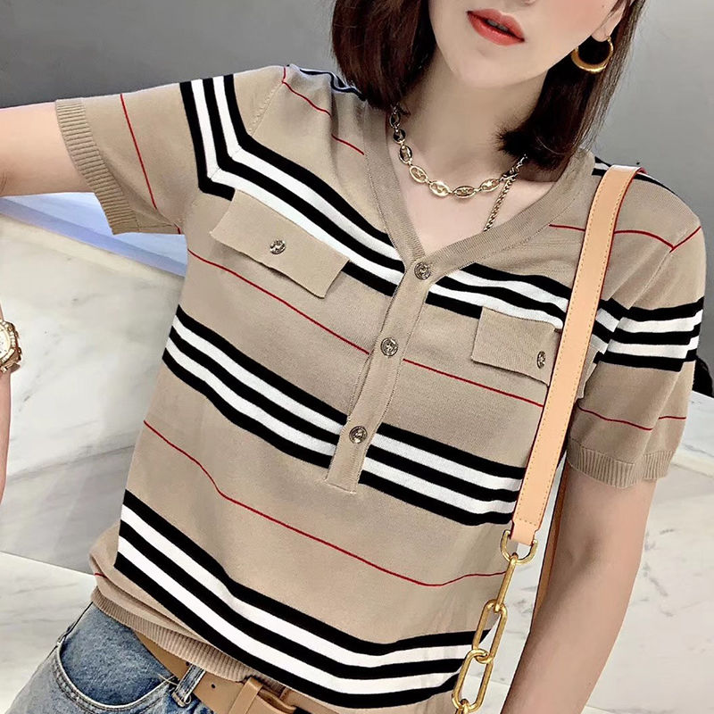 Ice Silk Sweater Women Short Sleeves