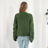 Puff Sleeve Cardigan Sweater Women Front Chunky Knitwear Coat