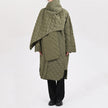 Trendy Scarf Collar Design Rhombic Quilted Loose Long Cotton Jacket Coat