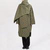 Trendy Scarf Collar Design Rhombic Quilted Loose Long Cotton Jacket Coat