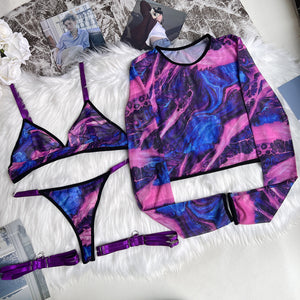 Women's Tie-dye Underwear 4-piece Set