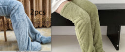 Over Knee High Fuzzy Long Socks Winter Warm Cold Leg Knee Joint Cold-proof Stockings Home Floor Sleeping Socks