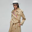 Stripes double-breasted trench coat British slim waist trench coat