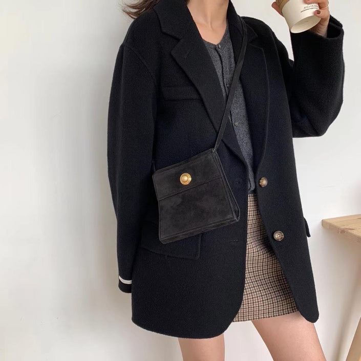 Double-sided Cashmere Women's Short Retro Woolen Coat