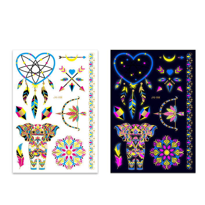 New Creative Fluorescent Bronzing Flower Arm Tattoo Stickers