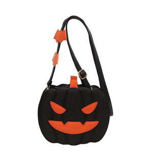 Funny Pumpkin Cartoon Shoulder Crossbody Bag With Bat Personalized Creative Female Bag