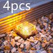 Waterproof Solar Power LED Ground Crystal Glass Ice Brick Shape Outdoor Yard Garden Deck Road Lamp Light