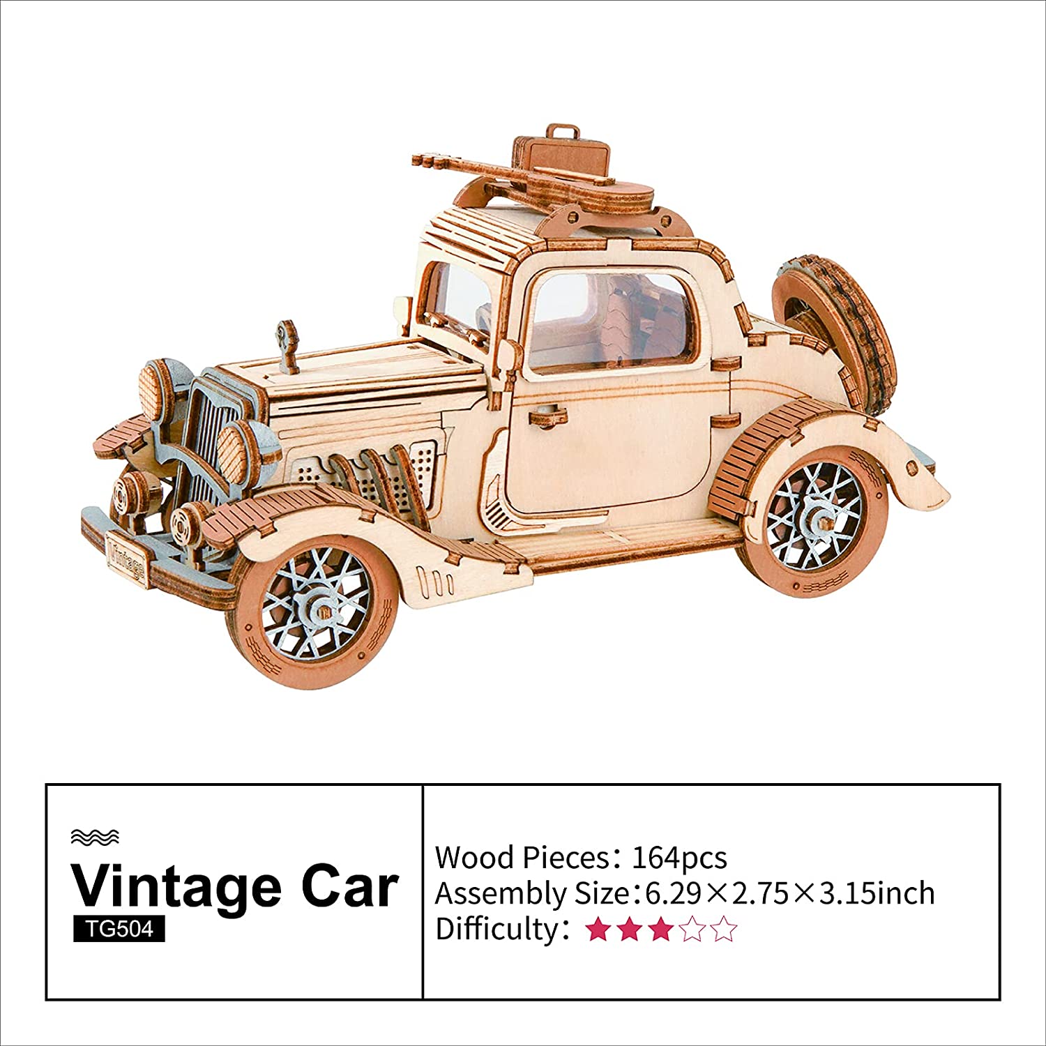 Robotime Rolife Vintage Car Model 3D Wooden Puzzle Toys For Chilidren Kids Adult