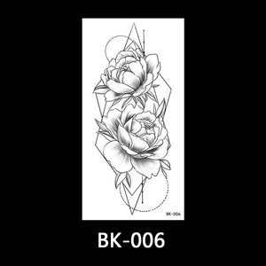 Black and white sketch flower tattoo stickers