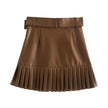 Women's PU Leather Pleated Skirt high quality Alpscommerce