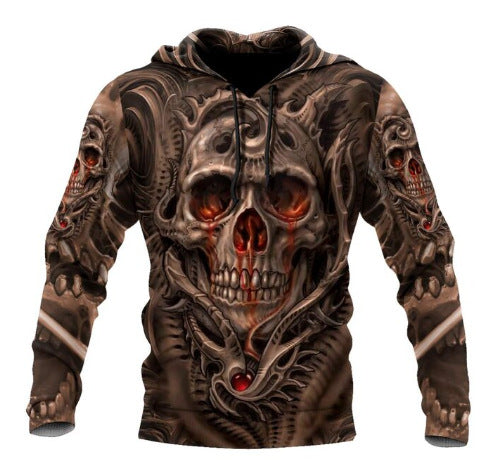 3D Printing Skull Pattern Men's Hoodie