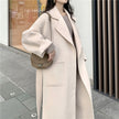 Double-sided Overcoat Long Tie Pure Reversible Woolen Coat