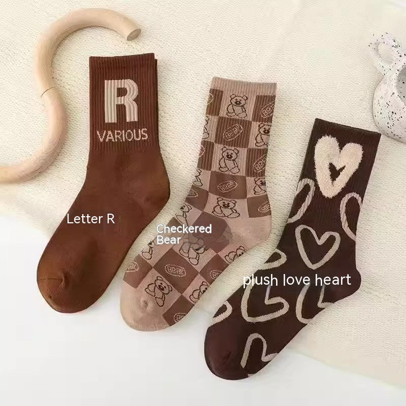 Feather Yarn Plush Bear Socks For Women