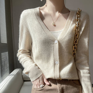 Women's Short Long Sleeve Cashmere Knitted Cardigan Coat