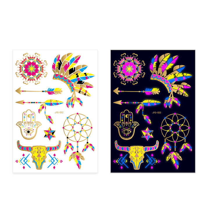 New Creative Fluorescent Bronzing Flower Arm Tattoo Stickers