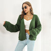 Puff Sleeve Cardigan Sweater Women Front Chunky Knitwear Coat