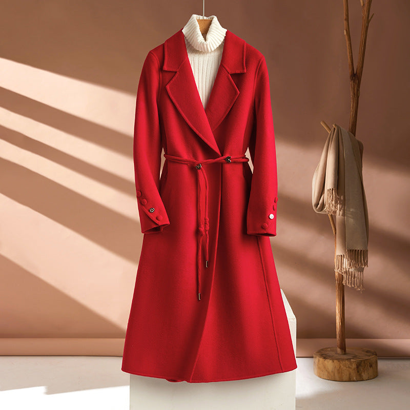 Alpscommerce New Long Suit Collar Cashmere Coat For Women