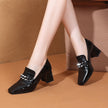 Thick Heel Square Toe Deep Mouth Single Shoes Women All-match Mid-heel Women's Shoes