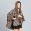 Hooded Shawl Cloak Fox Fur Collar All-match Woolen Coat