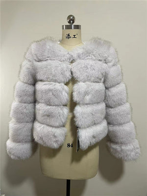 Women's Fox Fur Coat Coat Warm Fluffy