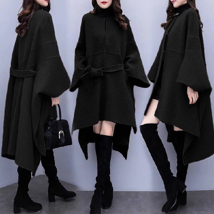 Woolen coat mid-length over-the-knee cloak woolen coat