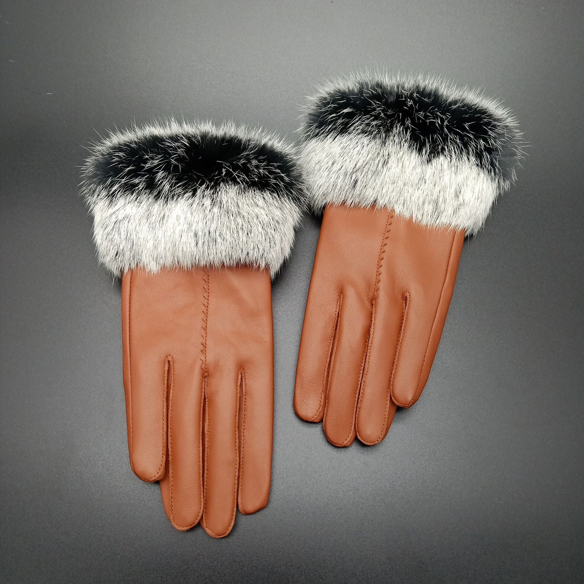 Rabbit hair mouth fashion gloves