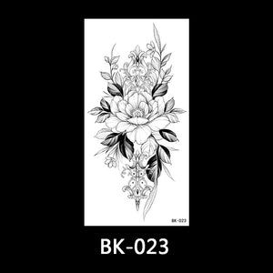 Black and white sketch flower tattoo stickers