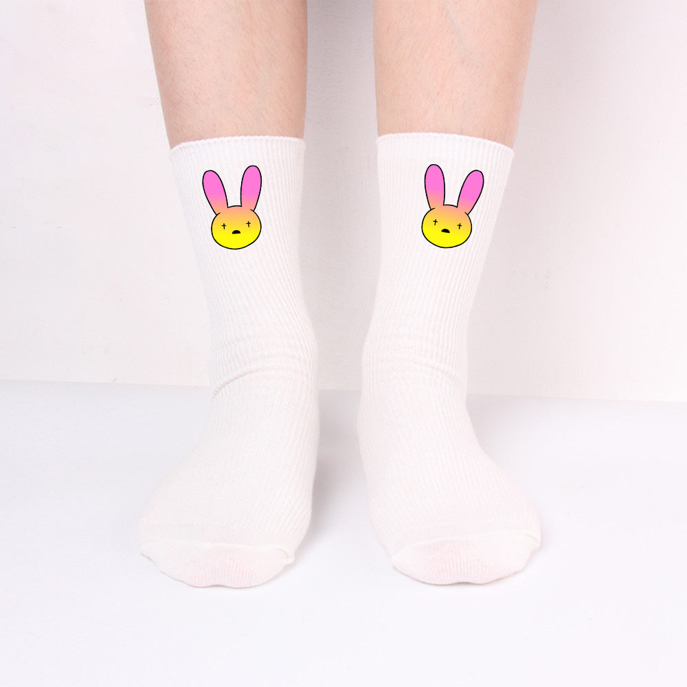 Bad Rabbit Socks Black And White Long Cotton Socks Knitted Socks For Men And Women