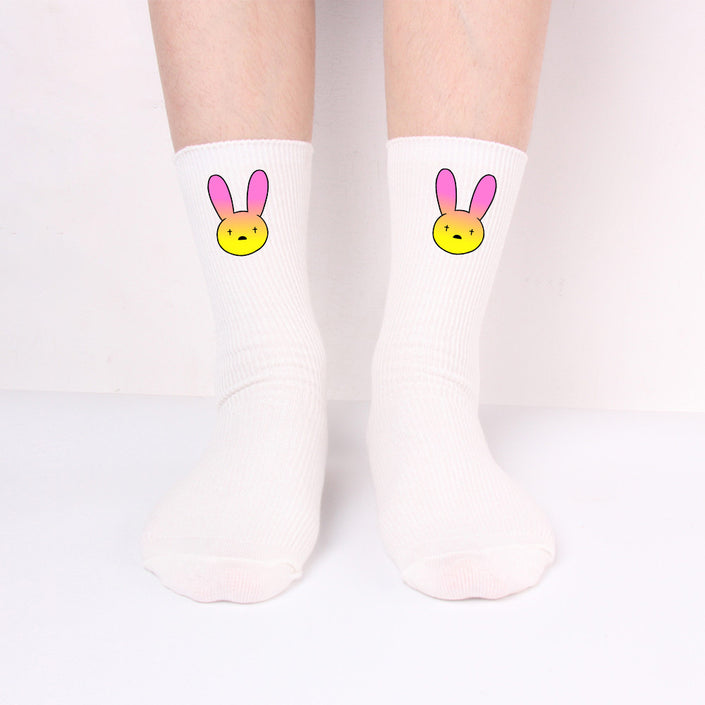 Bad Rabbit Socks Black And White Long Cotton Socks Knitted Socks For Men And Women