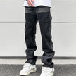 Washed Black And Grey Men Micro Cropped Pants Straight Leg Slimming