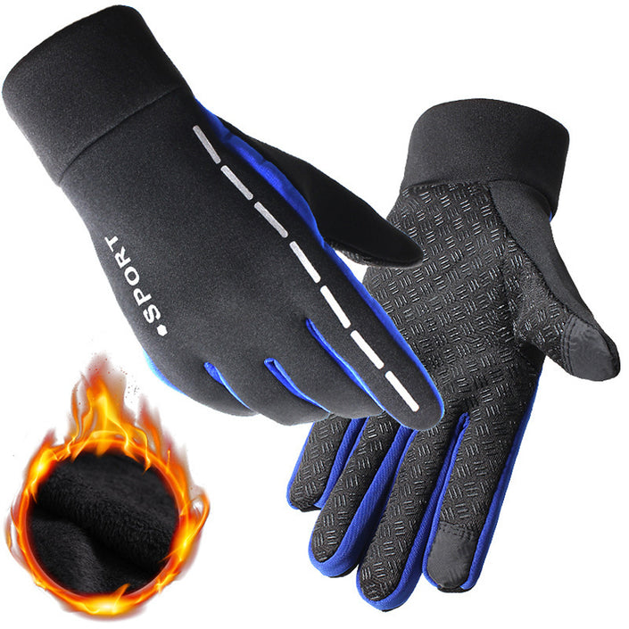 Outdoor gloves for men and women all fingers plus velvet gloves