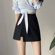 Women's Leather Skirt Package Hip Slit