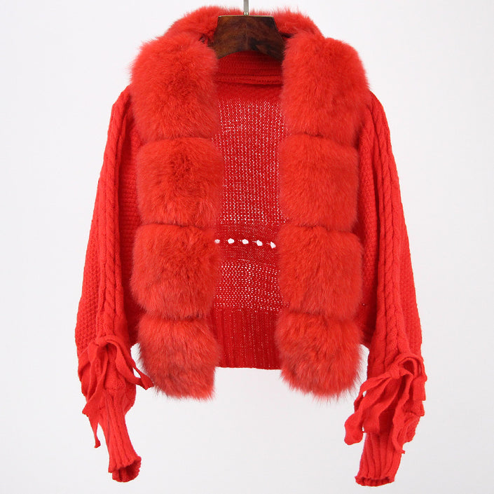 New Autumn Sweater Fox Fur Fur Cardigan Coat For Women