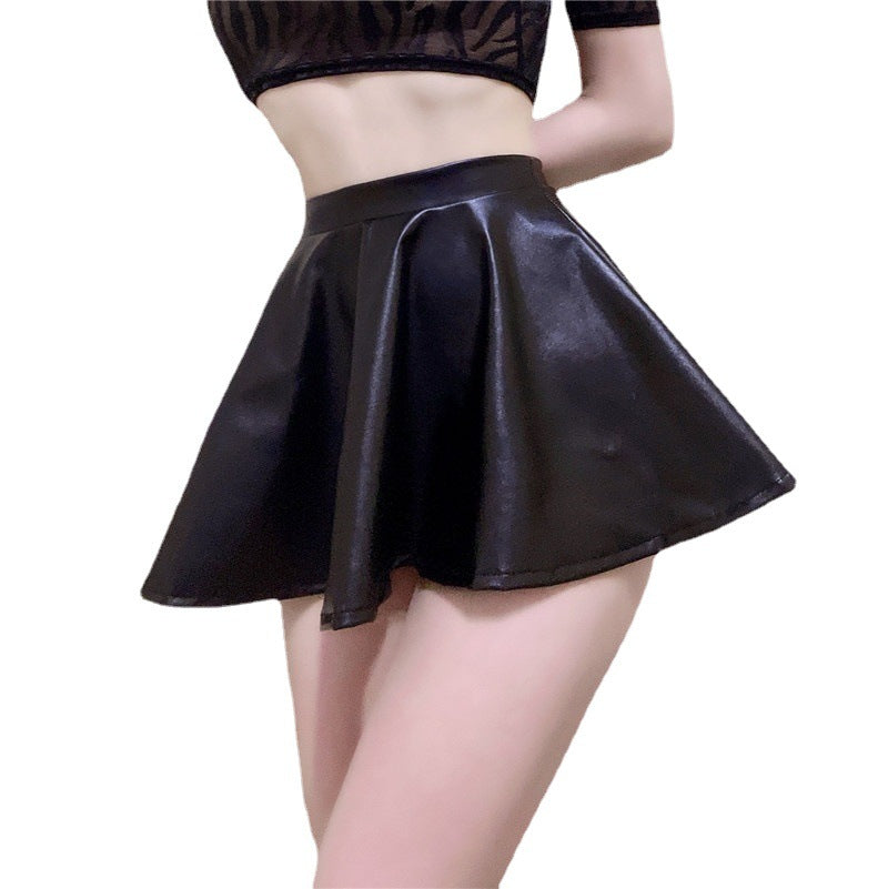 Women's Leather-like Unlined Nude Skirt