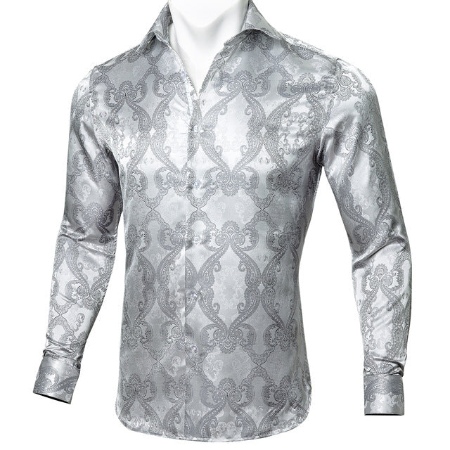 Long Sleeve Casual Flower Shirts For Men Designer Fit Dress Shirt BCY-05