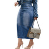 Women's Fashionable Hip-wrapped Stretch Denim Long Skirts