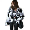 Full fur round neck short coat faux fur women's clothing