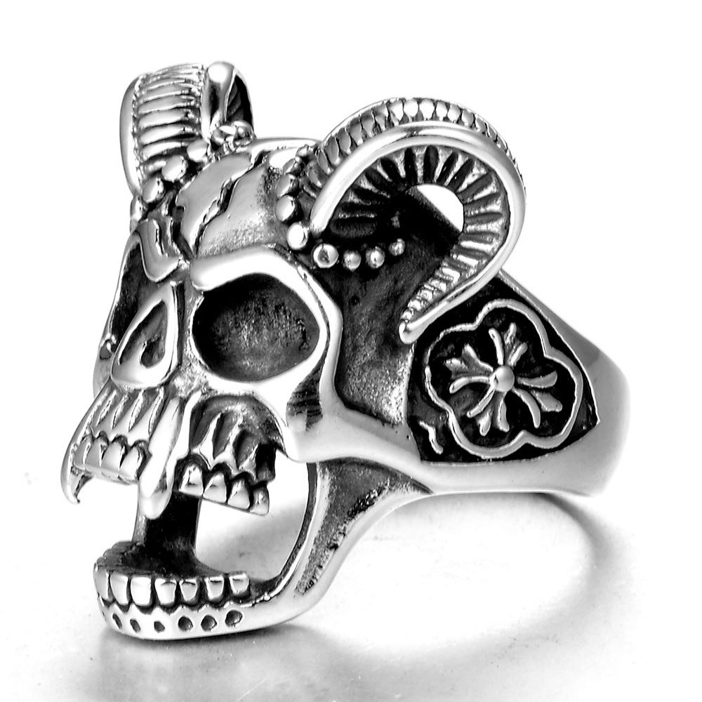 Stainless steel ring men's jewelry ring wholesale vintage sheep's head ring