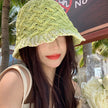 Hollow Straw Bucket Hat Breathable Twist Female