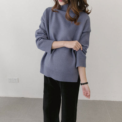 winter new maternity pregnant women sweater size loose turtleneck sweaters backing