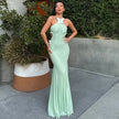 Off-shoulder Halter Butterfly Decoration Slim Fit Holiday Dress Women
