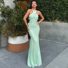 Off-shoulder Halter Butterfly Decoration Slim Fit Holiday Dress Women