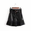 PU leather pleated skirt