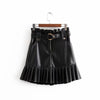 PU leather pleated skirt