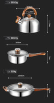 Wood Grain Handle Detachable Kitchen Cooking Pot With Kettle