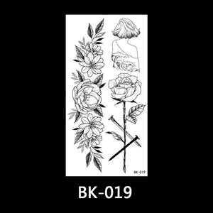 Black and white sketch flower tattoo stickers