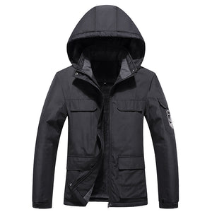 Outdoor Men's Plus Fleece Warm Cotton Jacket